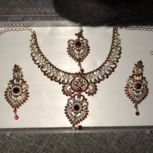 Red bridal jewelry set